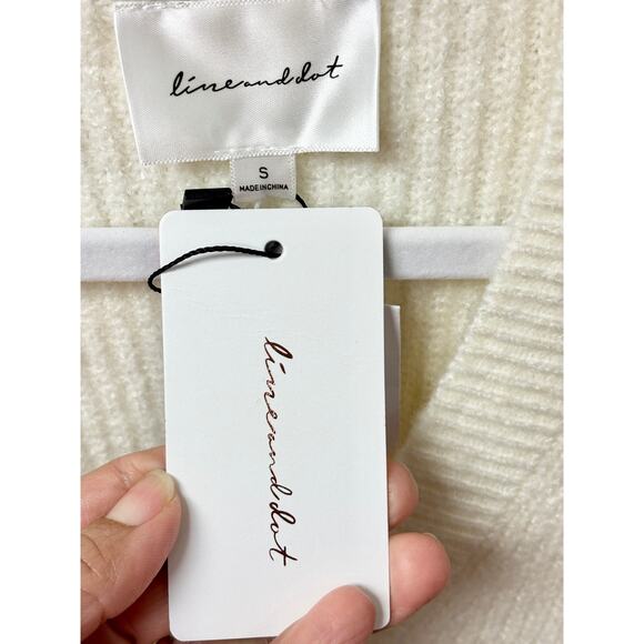 NWT Line & Dot Jersey Kate Long Sleeve Ruffle Trim Button Front Sweater Cream S - Picture 4 of 5